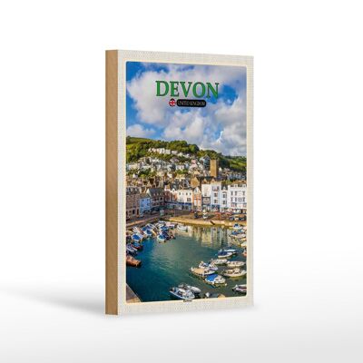 Cartello in legno città Devon Regno Unito Porto 12x18 cm decoro