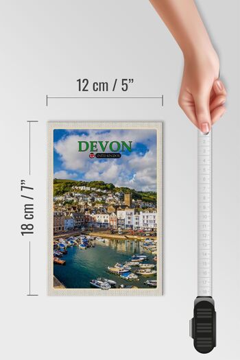 Panneau en bois villes Devon Royaume-Uni Port 12x18 cm décoration 4