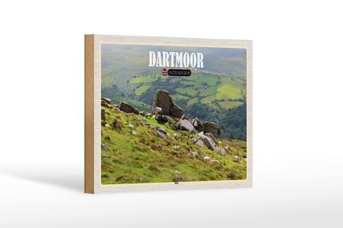 Holzschild Städte Dartmoor Hills UK England 18x12 cm Dekoration