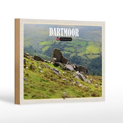 Cartel de madera ciudades Dartmoor Hills Reino Unido Inglaterra 18x12 cm decoración
