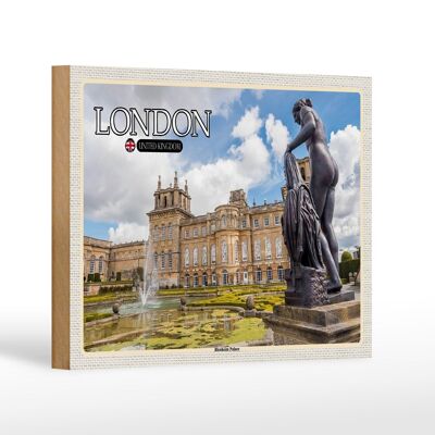 Cartel de madera ciudades Londres Inglaterra Palacio de Blenheim 18x12 cm decoración