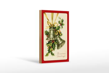 Panneau en bois cloche de branche de Noël décoration de Noël 12x18 cm 1