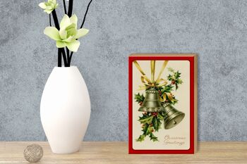 Panneau en bois cloche de branche de Noël décoration de Noël 12x18 cm 3