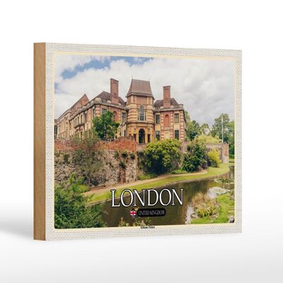 Panneau en bois villes Londres UK Eltham Palace River 18x12 cm décoration