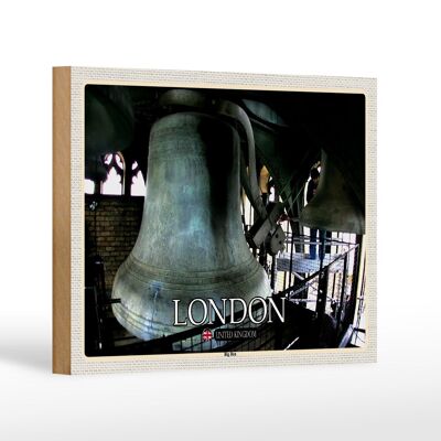 Letrero de madera ciudades Londres Reino Unido Inglaterra Big Ben 18x12 cm decoración