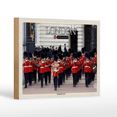 Cartello in legno città Cambio della Guardia Londra 18x12 cm decoro