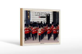 Panneau en bois villes Changingt the Guard Londres 18x12 cm décoration 1