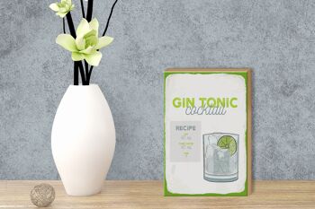 Panneau en bois recette Gin Tonic Cocktail Recipe 12x18 cm décoration 3