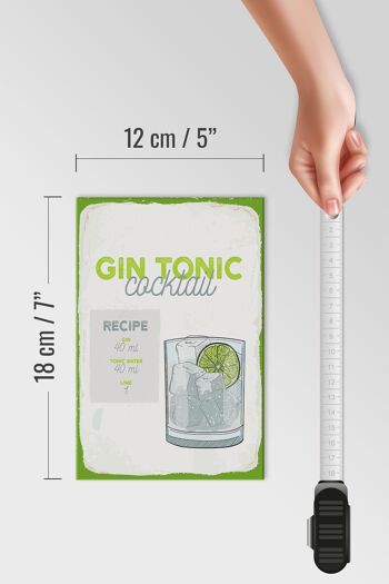 Panneau en bois recette Gin Tonic Cocktail Recipe 12x18 cm décoration 4