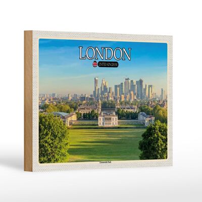 Wooden sign cities Greenwich Park England London 18x12 cm decoration