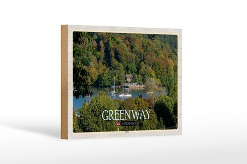 Holzschild Städte Greenway River UK England 18x12 cm Dekoration