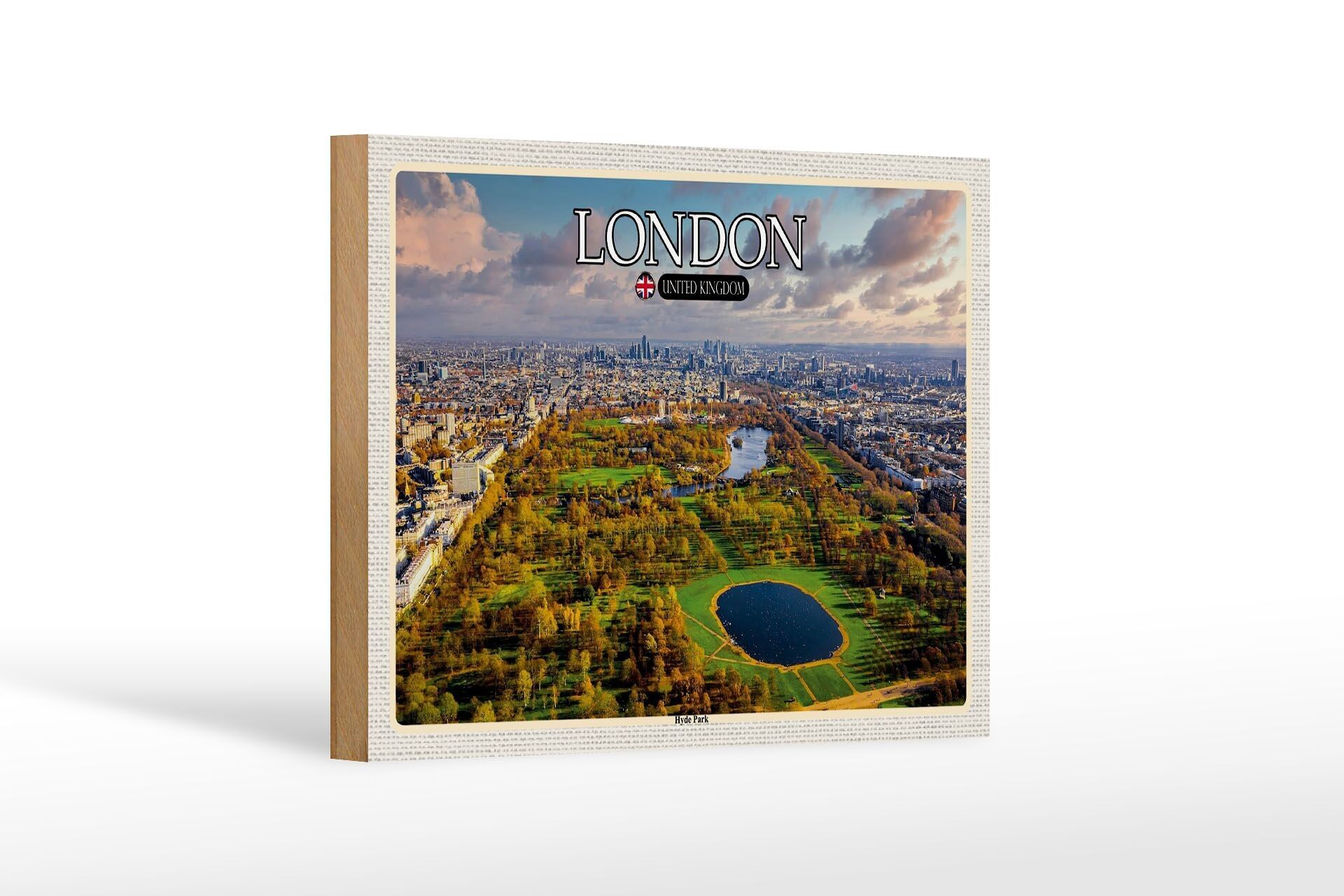 Panneau en bois villes Londres Angleterre Hyde Park 18x12 cm cadeau
