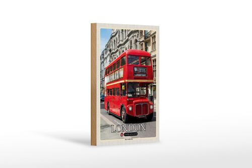 Holzschild Städte London UK Red London Bus 12x18 cm Geschenk
