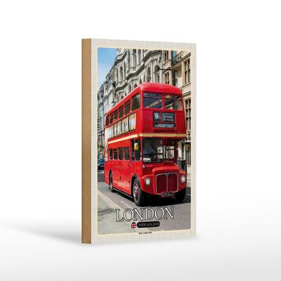 Wooden Sign Cities London UK Red London Bus 12x18 cm Gift