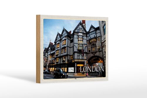 Holzschild Städte Soho London United Kingdom 18x12 cm Dekoration