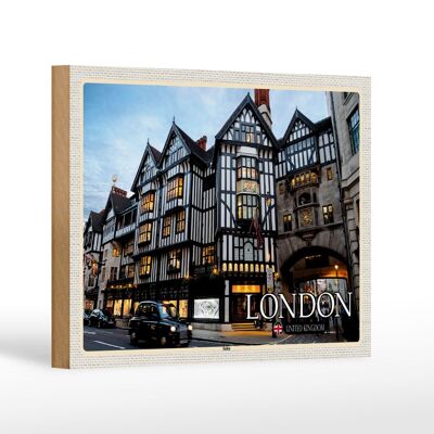 Wooden sign cities Soho London United Kingdom 18x12 cm decoration