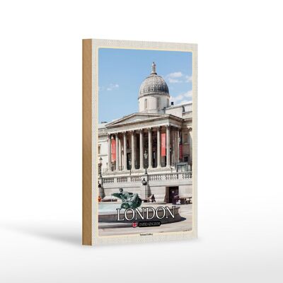 Cartel de madera ciudades Londres Inglaterra Reino Unido Galería Nacional 12x18 cm