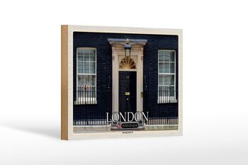 Panneau en bois villes Angleterre UK Downing Street 10 18x12 cm décoration 1