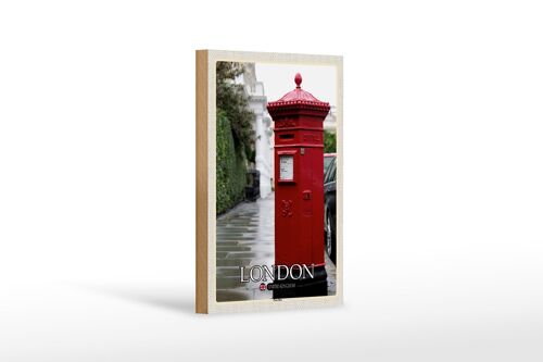 Holzschild Städte London England UK Post Box 12x18 cm Dekoration
