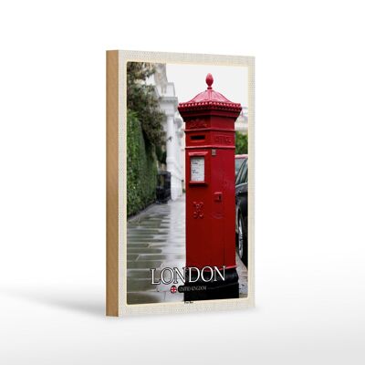Panneau en bois Villes Londres Angleterre Royaume-Uni Boîte aux lettres 12x18 cm Décoration