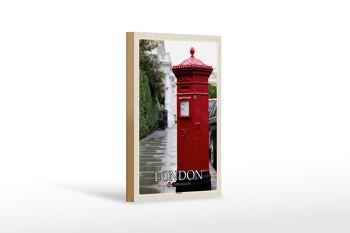 Panneau en bois Villes Londres Angleterre Royaume-Uni Boîte aux lettres 12x18 cm Décoration 1