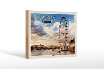 Panneau en bois villes Royaume-Uni Angleterre London Eye 18x12 cm 1