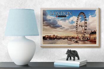 Panneau en bois villes Royaume-Uni Angleterre London Eye 18x12 cm 3