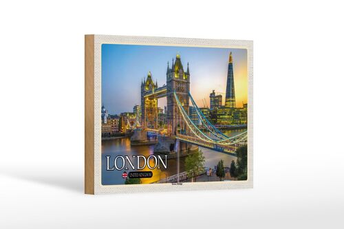 Holzschild Städte Tower Bridge London UK England 18x12 cm