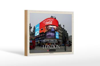 Panneau en bois villes Londres Piccadilly Circus UK Angleterre 18x12 cm 1