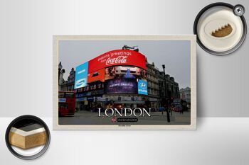 Panneau en bois villes Londres Piccadilly Circus UK Angleterre 18x12 cm 2