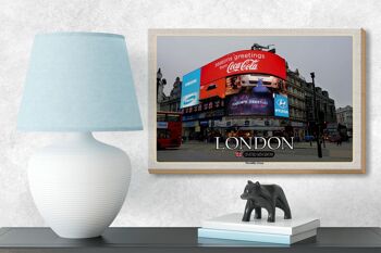 Panneau en bois villes Londres Piccadilly Circus UK Angleterre 18x12 cm 3