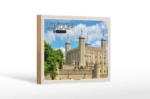 Holzschild Städte Tower of London United Kingdom 18x12 cm Dekoration