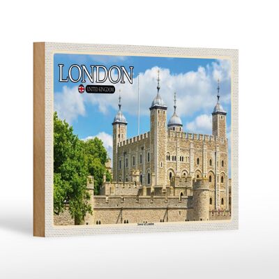 Cartello in legno città Torre di Londra Regno Unito 18x12 cm decorazione
