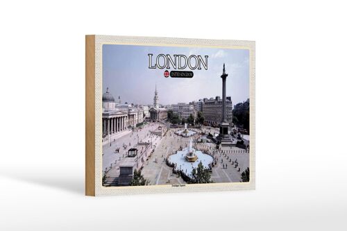 Holzschild Städte Trafalgar Square London UK 18x12 cm Dekoration