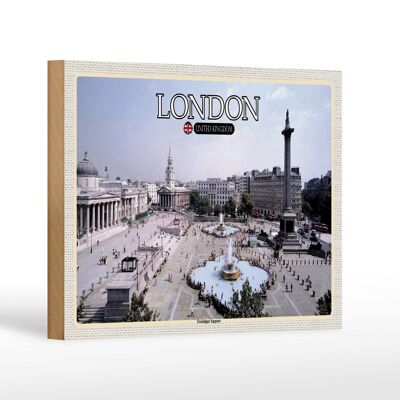 Targa in legno Città Trafalgar Square Londra UK 18x12 cm Decorazione