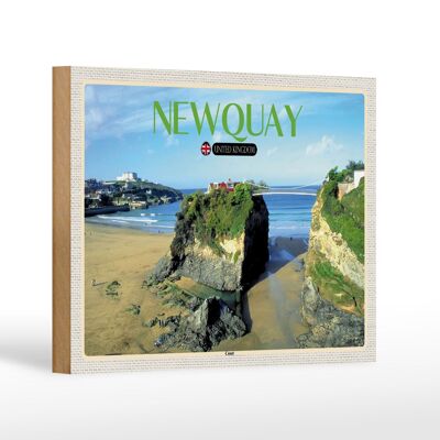 Cartello in legno città Newquay Coast Regno Unito 18x12 cm decorazione