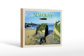 Panneau en bois villes Newquay Coast Royaume-Uni 18x12 cm décoration 1