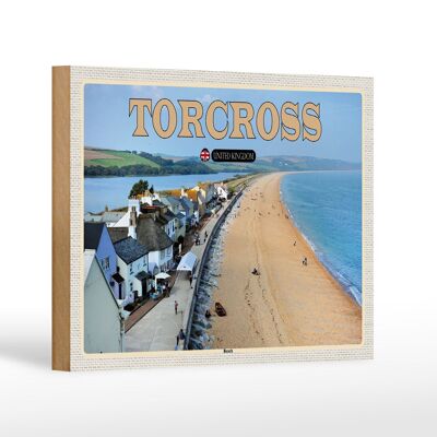 Letrero de madera ciudades Torcross Beach Inglaterra Reino Unido 18x12 cm decoración
