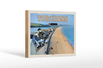 Panneau en bois villes Torcross Beach Angleterre Royaume-Uni 18x12 cm décoration 1