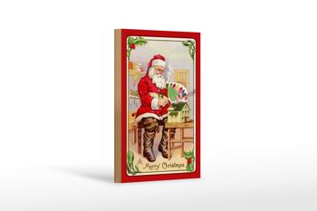Panneau en bois Noël Joyeux Noël Fest Père Noël 12x18 cm 1