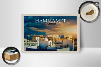 Panneau en bois voyage Hammamet Tunisie vacances soleil 18x12 cm décoration 2
