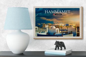 Panneau en bois voyage Hammamet Tunisie vacances soleil 18x12 cm décoration 3