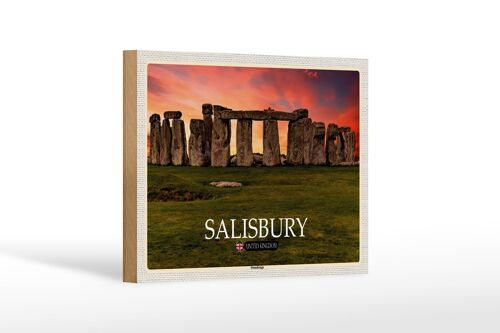 Holzschild Städte Salisbury Stonchenge England UK 18x12 cm