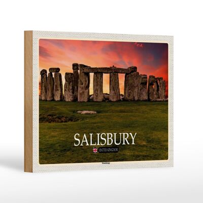 Holzschild Städte Salisbury Stonchenge England UK 18x12 cm