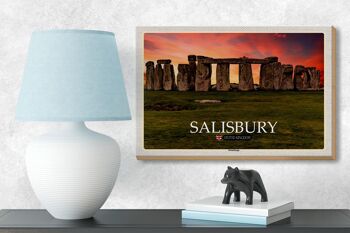 Panneau en bois villes Salisbury Stonchenge Angleterre Royaume-Uni 18x12 cm 3