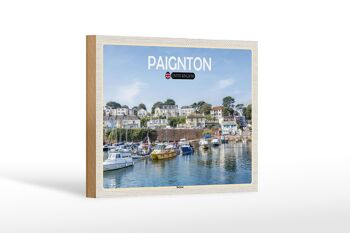 Panneau en bois villes Paignton Harbour UK Angleterre 18x12 cm décoration 1