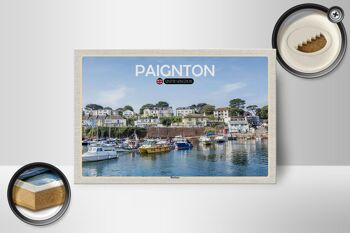 Panneau en bois villes Paignton Harbour UK Angleterre 18x12 cm décoration 2