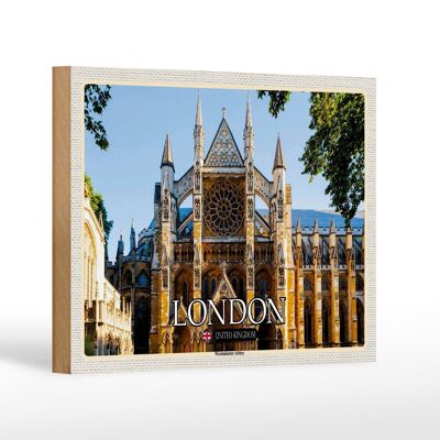 Cartel de madera ciudades Abadía de Westminster Londres Reino Unido 18x12 cm decoración