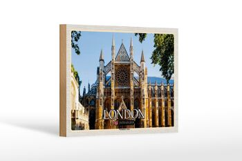Panneau en bois villes Westminster Abbey Londres UK 18x12 cm décoration 1