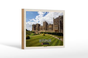 Panneau en bois villes Angleterre Royaume-Uni Château de Windsor 18x12 cm décoration 1